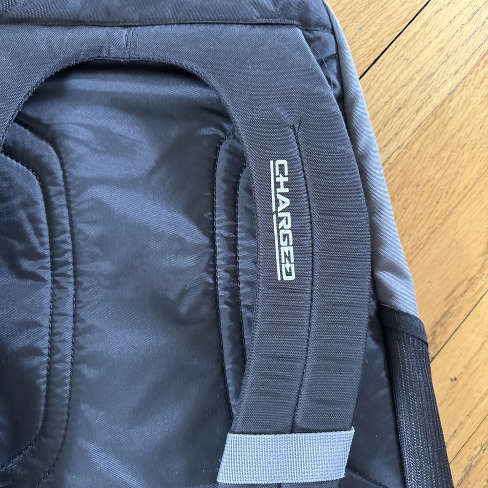 Under Armour Charged BACKPACK Grey Black Top Zip Bottom Shoe/Laundry Compartment
