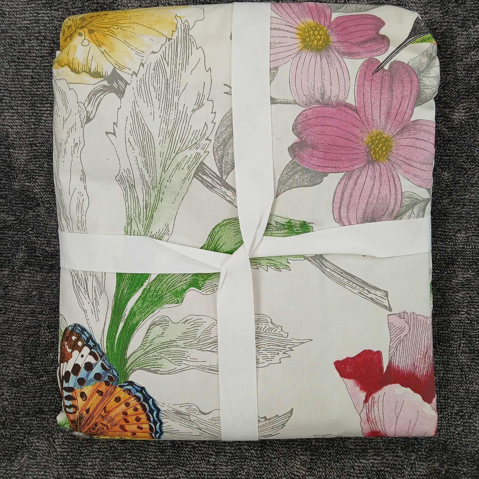 Pottery Barn Reversible Hummingbird Butterfly Duvet Cover Queen/Full Cotton New