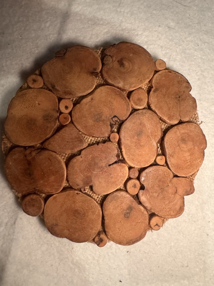 Vintage Boho Kitchen Trivet Set - Bamboo Slice & Rustic Wood Slice (Pair)