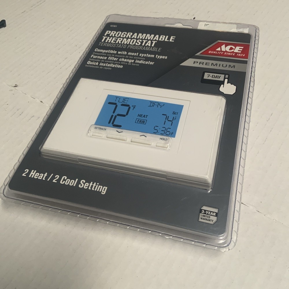 ACE Thermostat Programmable Heating/Cooling Universal Compatibility 42361 NEW