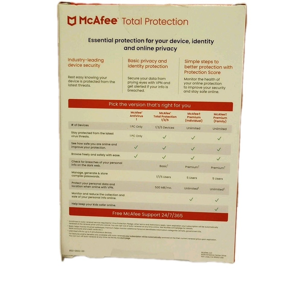 McAfee Total Protection/ 1 Device/Windows/Mac/Android/iOS/