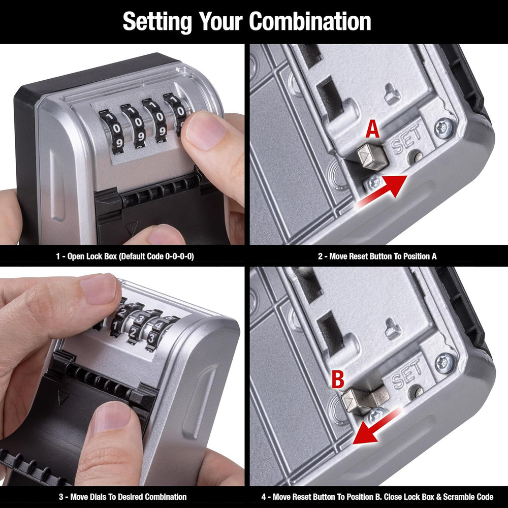 High Capacity Key Lockbox, Combination Dial, Wall Mount