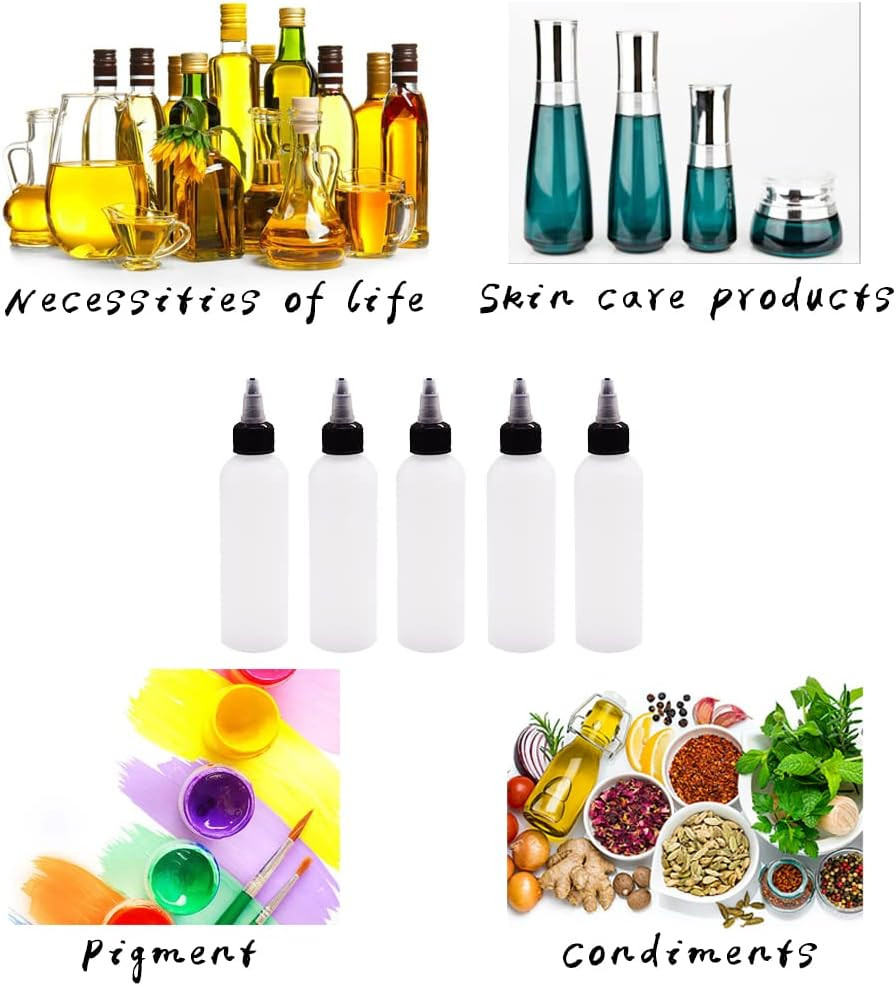 20 Pack 4Oz Boston Squeeze Bottles, Clear Plastic Dispensing Bottles with Twist