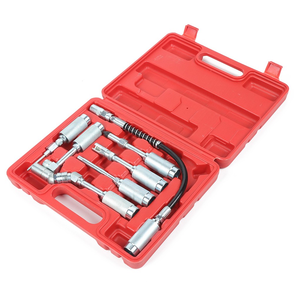 7pc Grease Gun Adapter Set Lubing Hose Fitting Zerk Tip Assortment US Ship