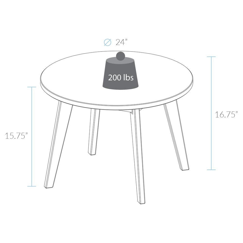 Genuine 24" Round Coffee Table with Solid American Gum - Walnut