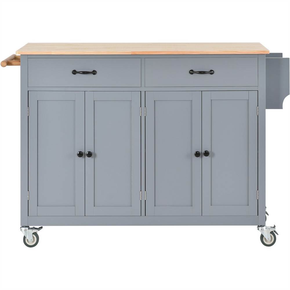 Rolling Kitchen Island Cart with Solid Wood Top & Locking Wheels w/ Drawers