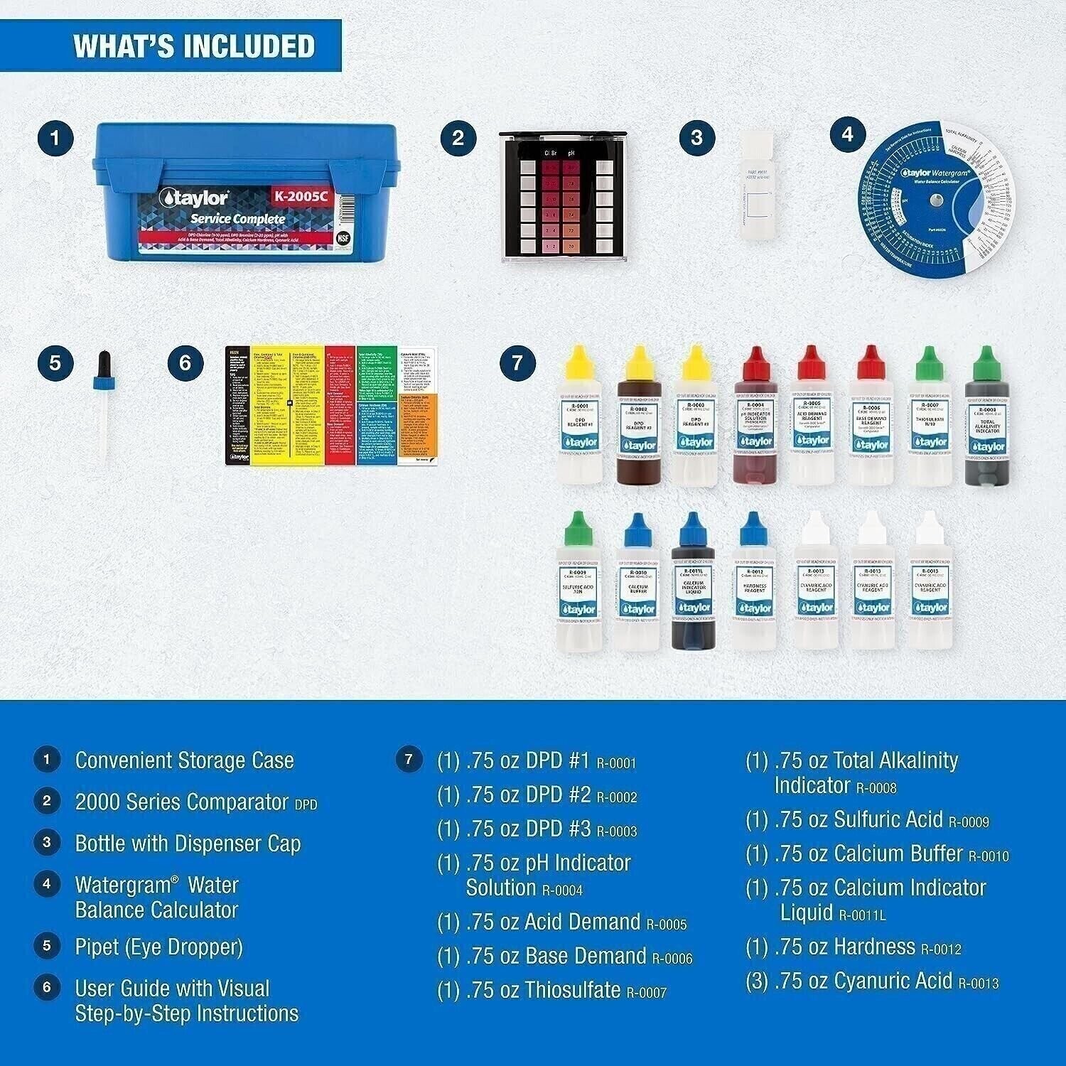 TAYLOR Complete High Range Pool Water Test Kit with 20 oz Reagents