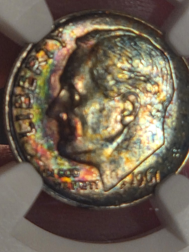 1961 10c Dime NGC MS64 Toned