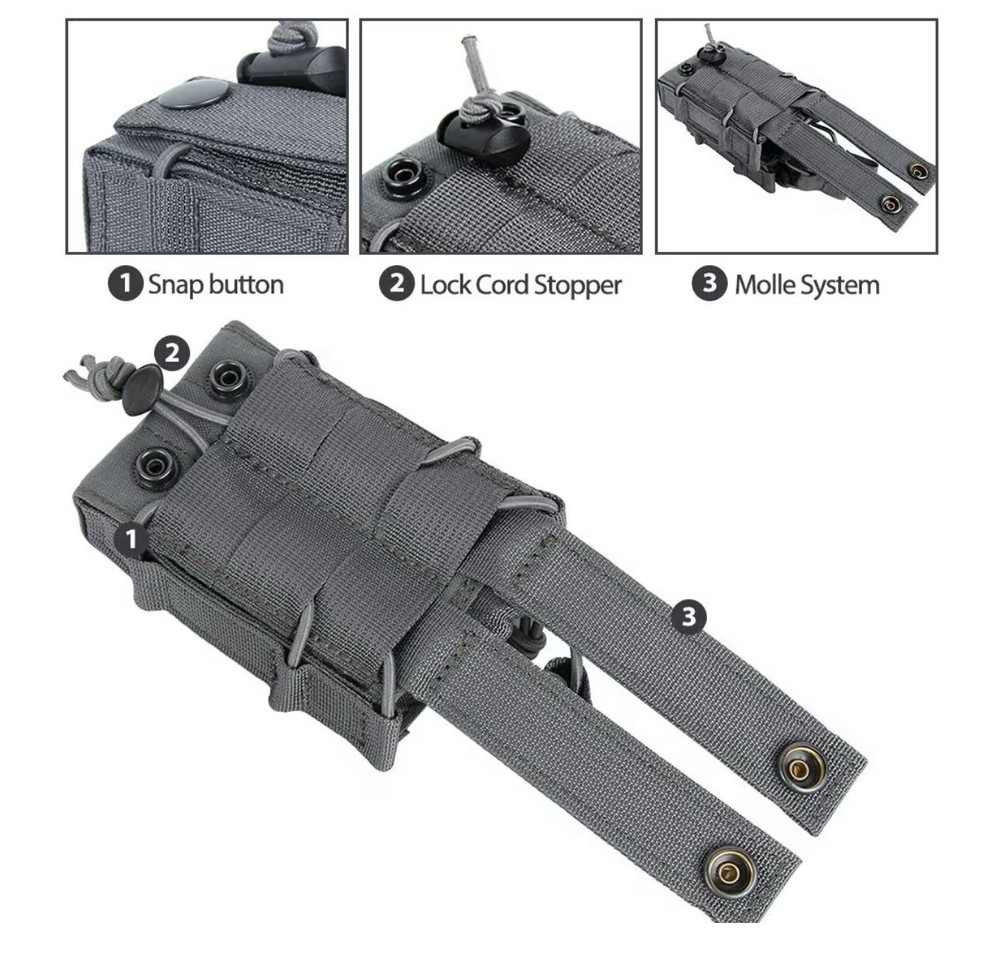 Tactical Molle Single Double Magazine Pouch Grey