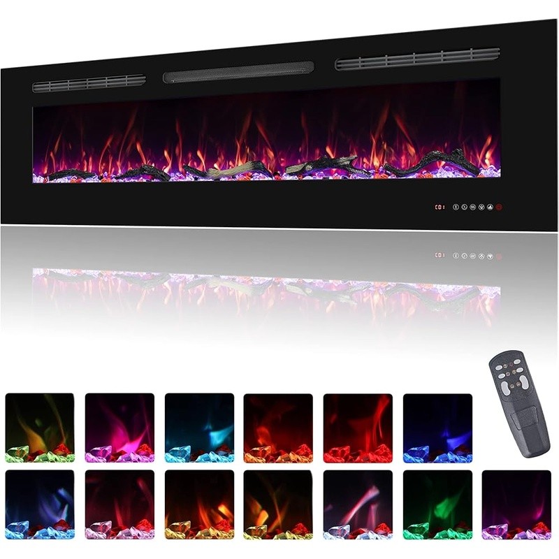 Electric Fireplace Insert Wall Mount 169 Flame Effects Remote Control Heating US
