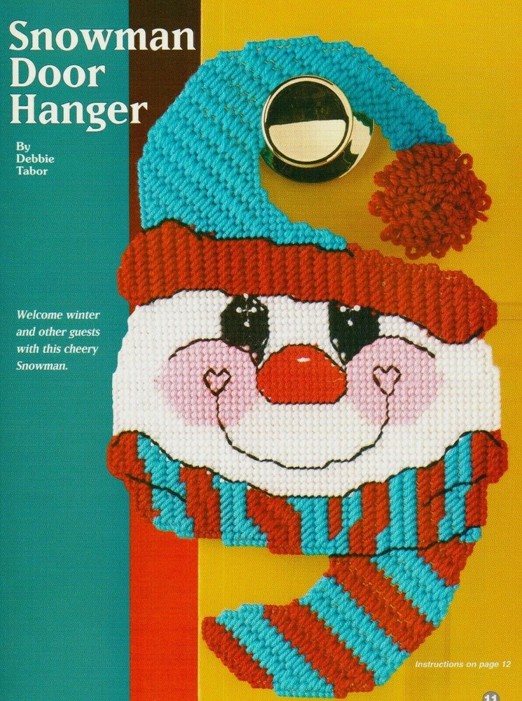 SNOWMAN DOOR HANGER CHRISTMAS PLASTIC CANVAS PATTERN INSTRUCTIONS