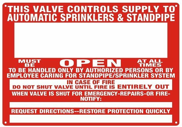 This Valve Control Supply to Automatic Sprinkler and Standpipe Sign-REF24-1027