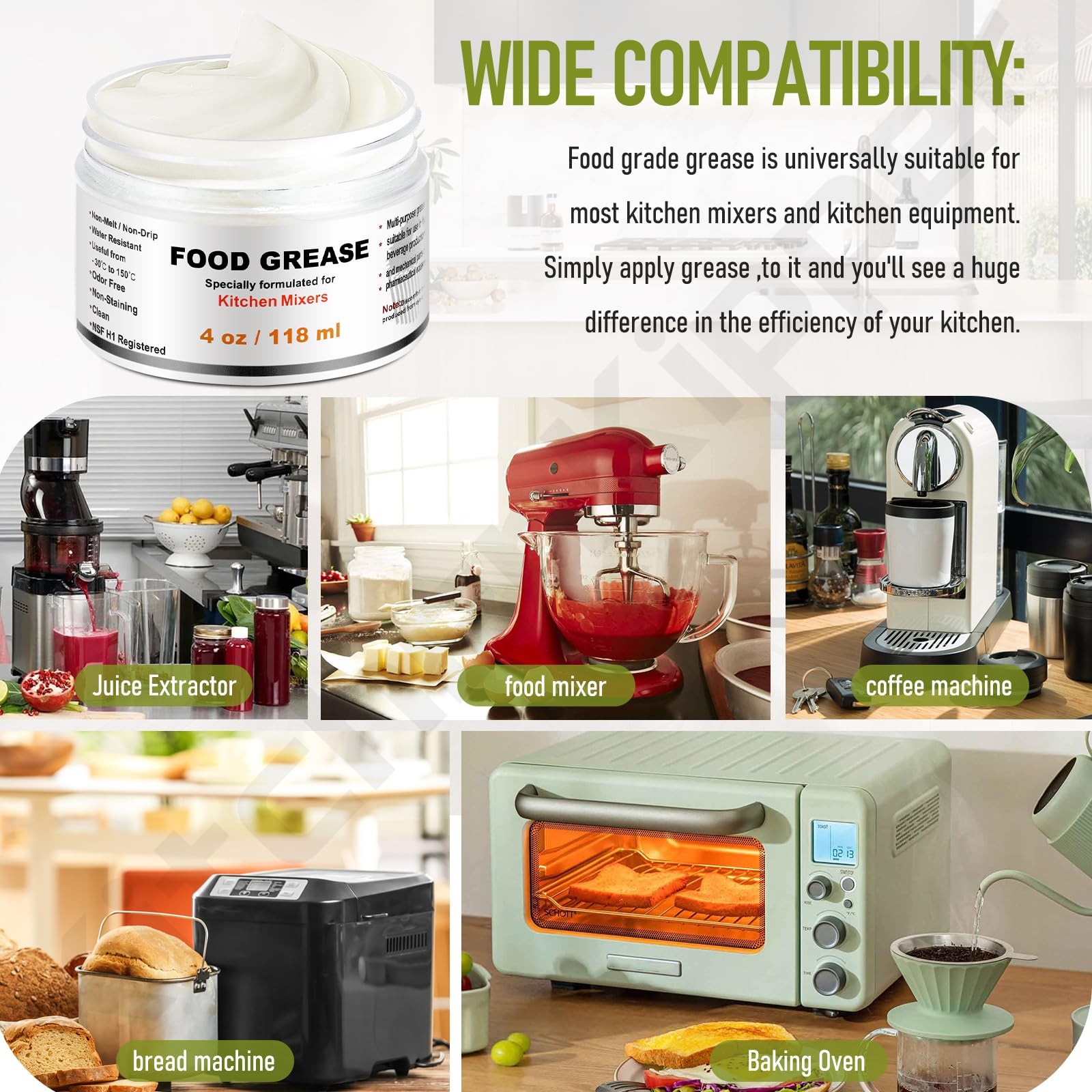 4 Oz Food Grade Grease for Kitchenaid Stand Mixer, Universally Compatible...