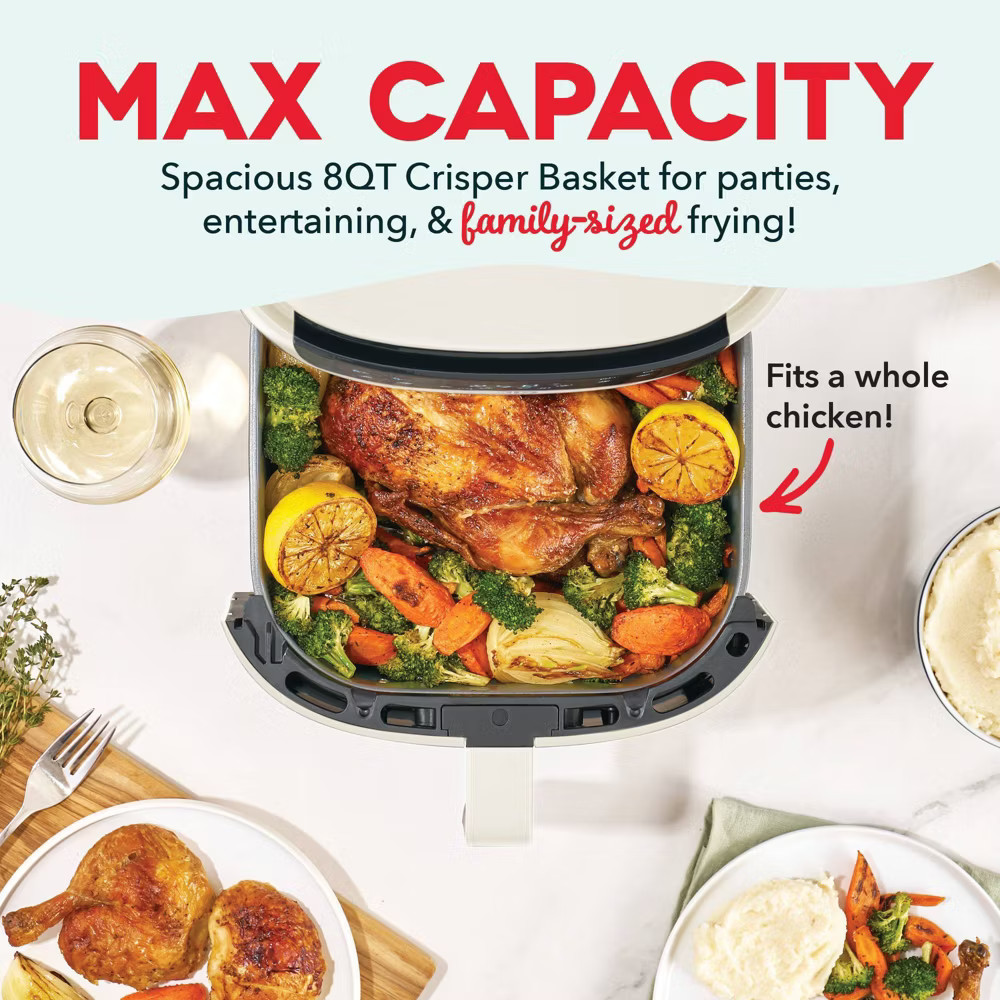 Dash 8qt Tasti Crisp Pro Max Air Fryer Cream
