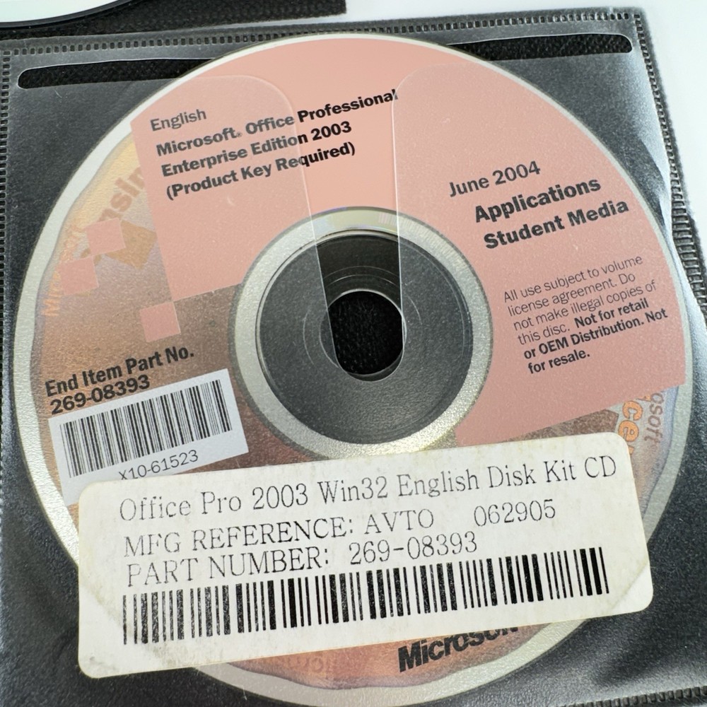 Microsoft Windows office applications student 2003 2002 discs lot no keys