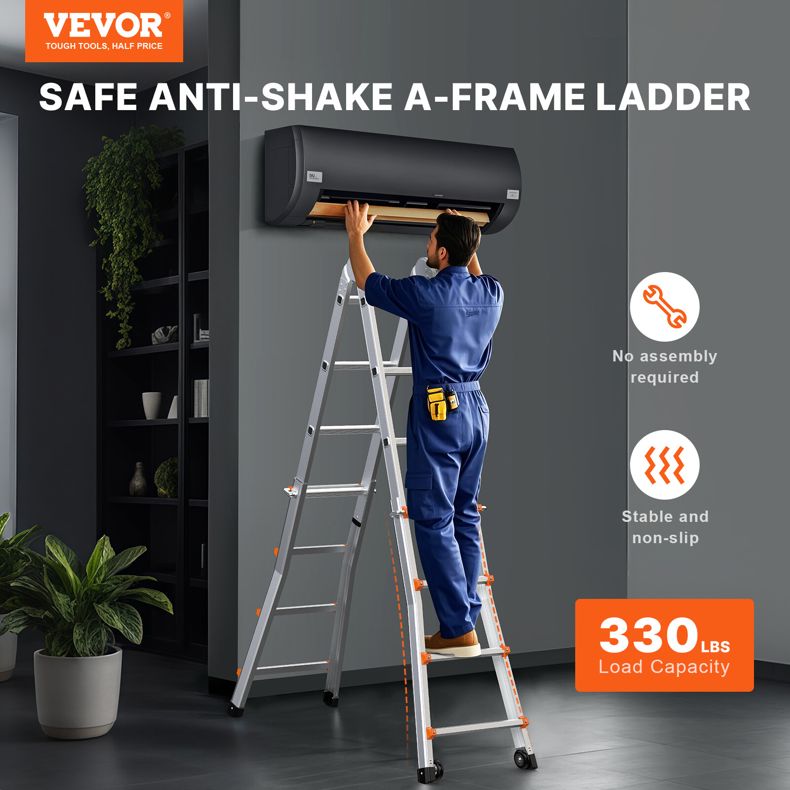 Telescoping Ladder A Frame 16.7 FT Extension Multi-Function for Homework