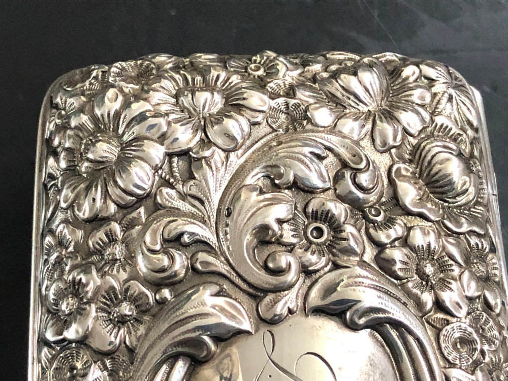 Antique Gorham Cluny Pattern Sterling Silver Rectangular Hinged Box, 177 Grams.