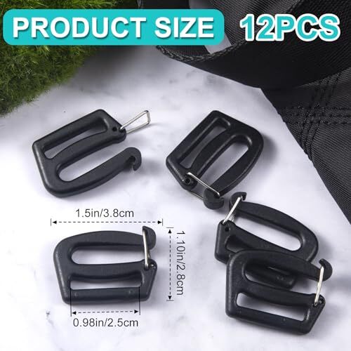 12Pcs 25mm/1inch G Hook Webbing Connecting Buckles Adjustable Plastic Tri