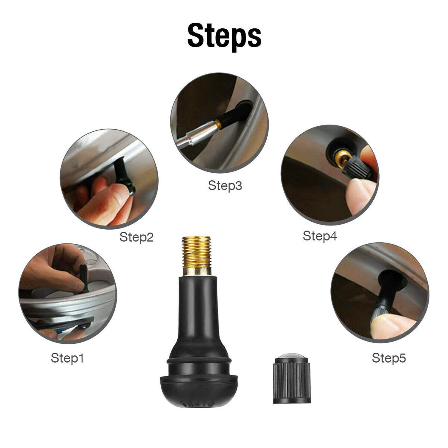 LOT 25 TR 413 Snap-In Rubber Tire Valve Stems Short Most Popular Valve Black