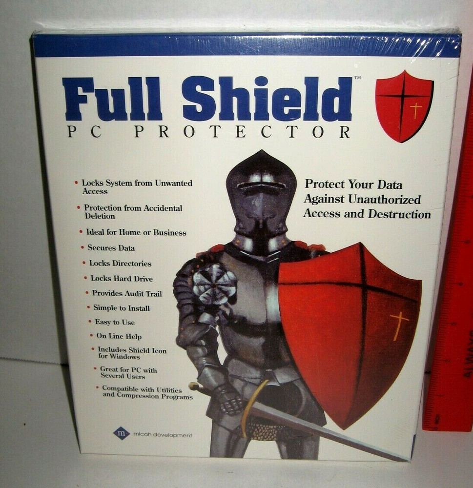 Rare Sealed Full Shield PC Protector Micah DOS 3.5" Disk Windows 3.x PC Big Box