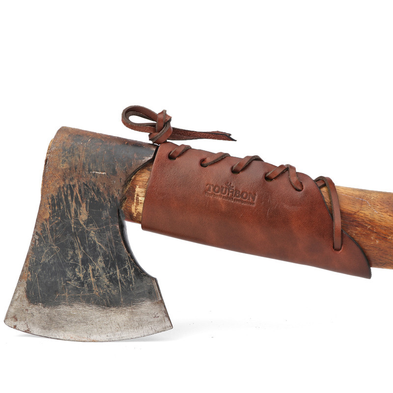 TOURBON Leather Ax Handle Guard Collar Sheath Haft Axe Cover Hatchet Protector