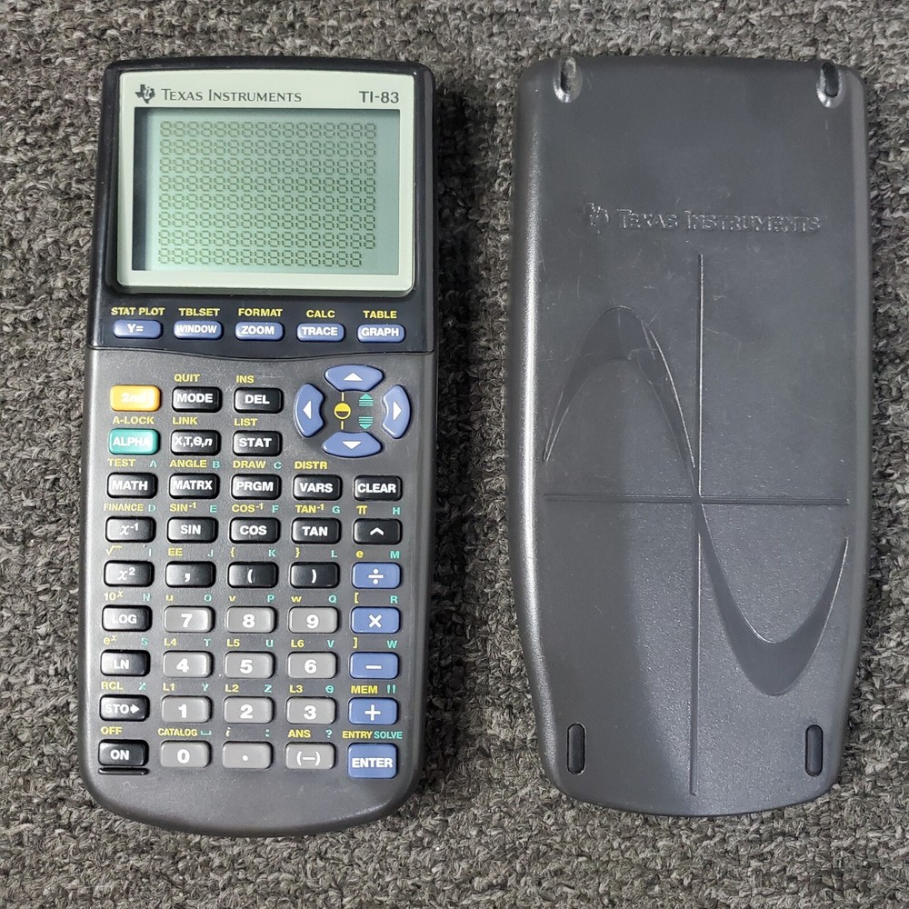 Texas Instruments TI-83 Graphing Calculator Gray With Cover Tested Working Read