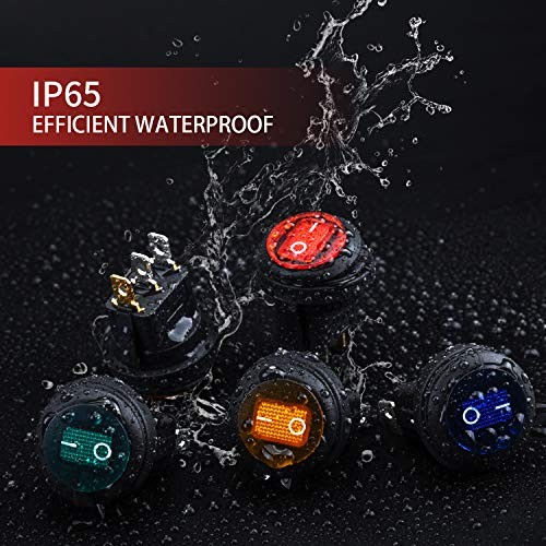 Waterproof Round Rocker Toggle Switch 2 Position DC 12V 20A ON Multicolored