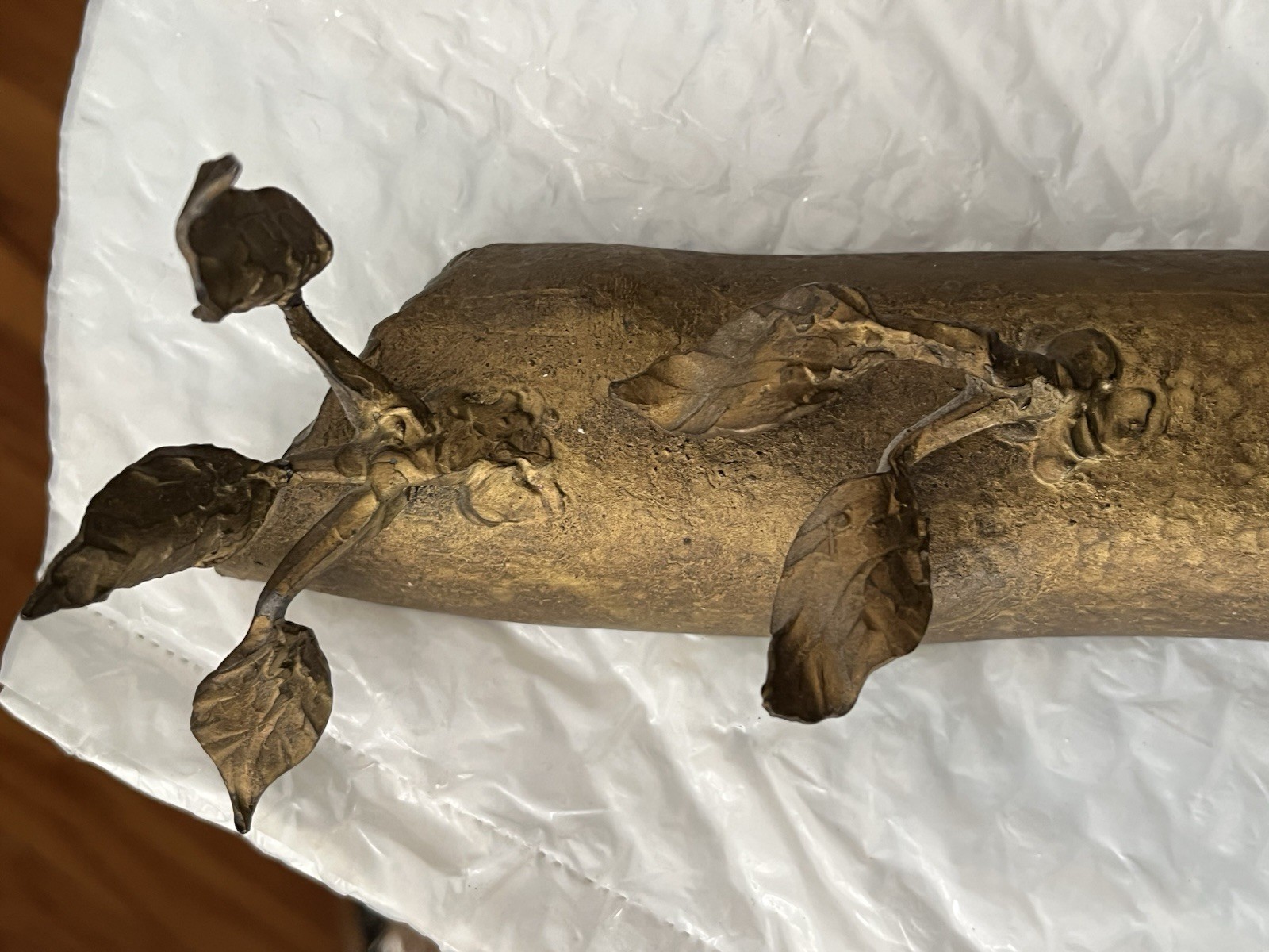 Vintage Pair Solid Bronze Gilt Magical Mystic Forest Wall Candle Holder Sconces