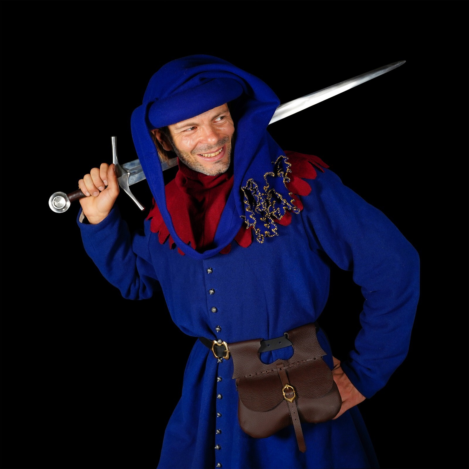 Medieval Leather Belt Bag Pouch Renaissance Cosplay Waist Bag Buckle Purse Brown