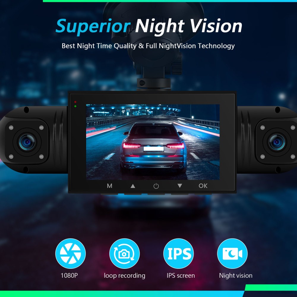 360 Degree View 4 Channel Dash Cam Front and Rear Inside Left Right, Dash Camera