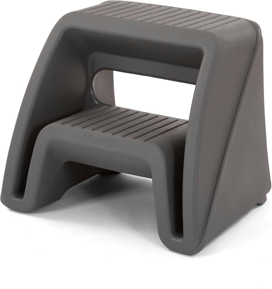 Handy Home Step Stool Plastic Two-Step Stool Seat-15.5"x19"x16"-Gray