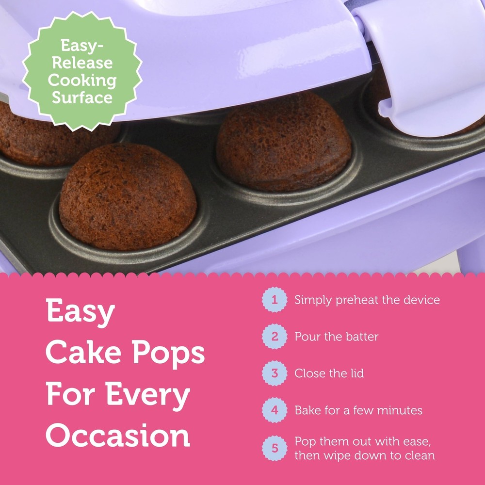 Mini Cake Pop Maker by Select Brands - Easy-to-Use Machine - Recipes Included...