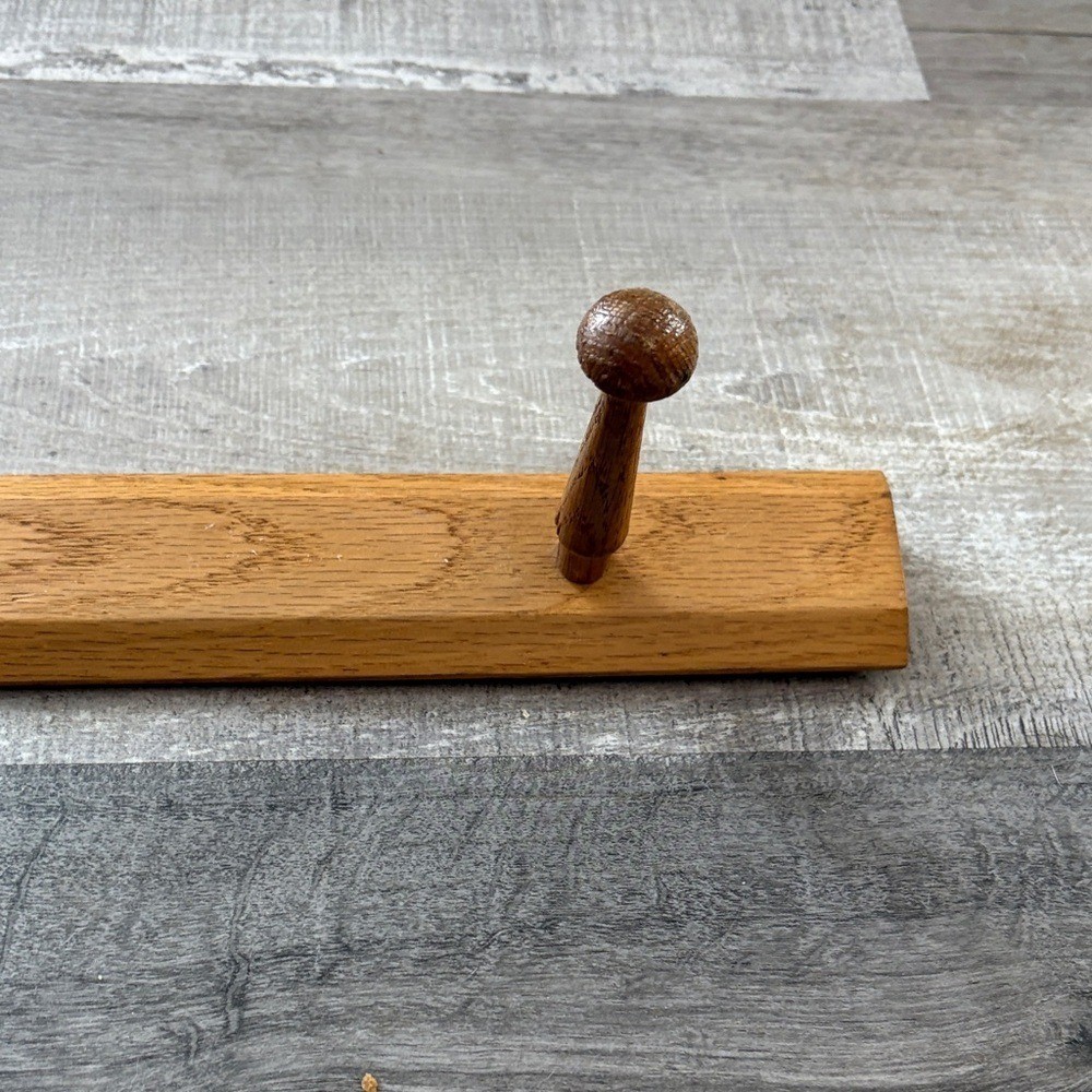 VTG Oak Peg Rail Wall Hook Rack