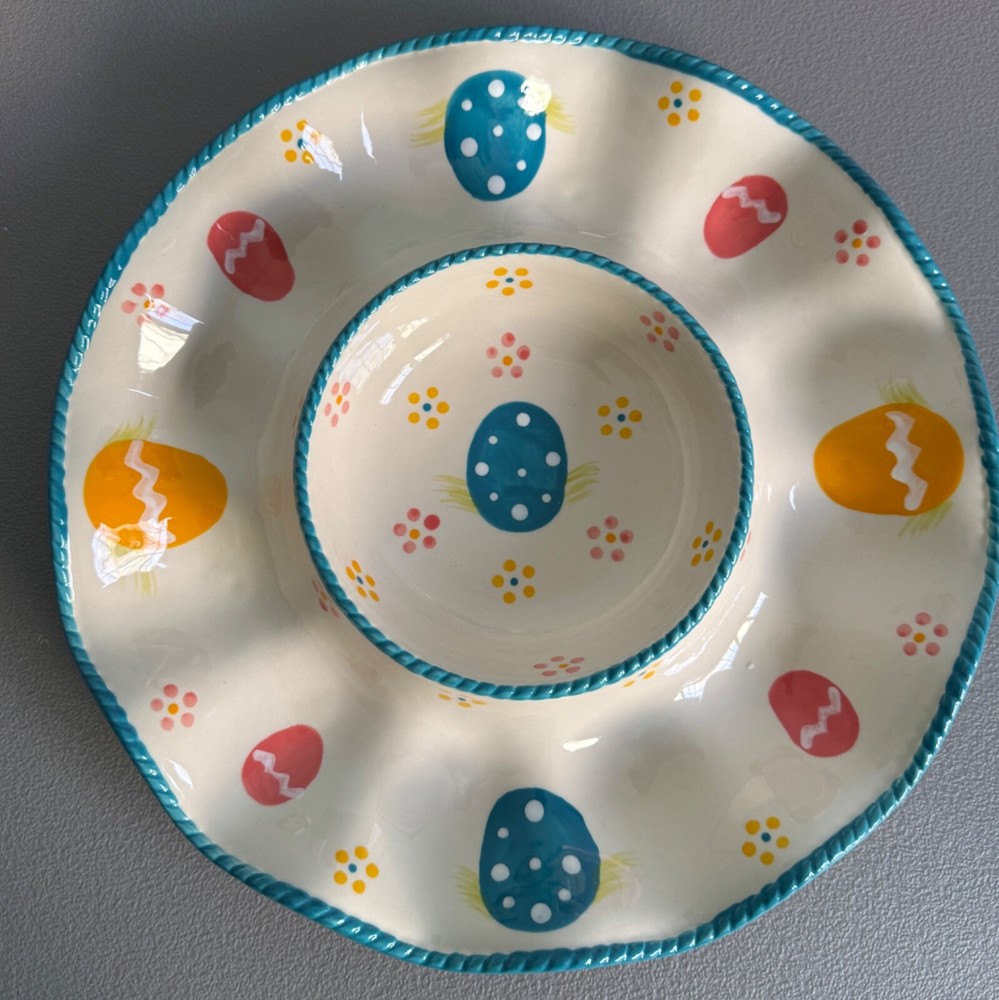 Temptations Easter Egg Hunt Chip Dip Plate Vegetable Cheese Serving Platter 11"