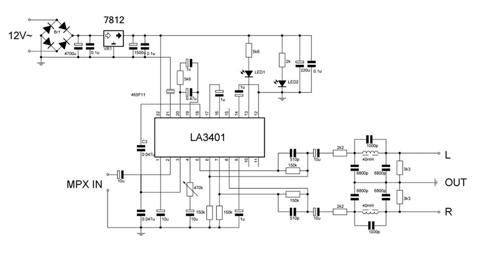 LA3401 FM Stereo Decoder Board 12V AC/DC 8.8*6CM