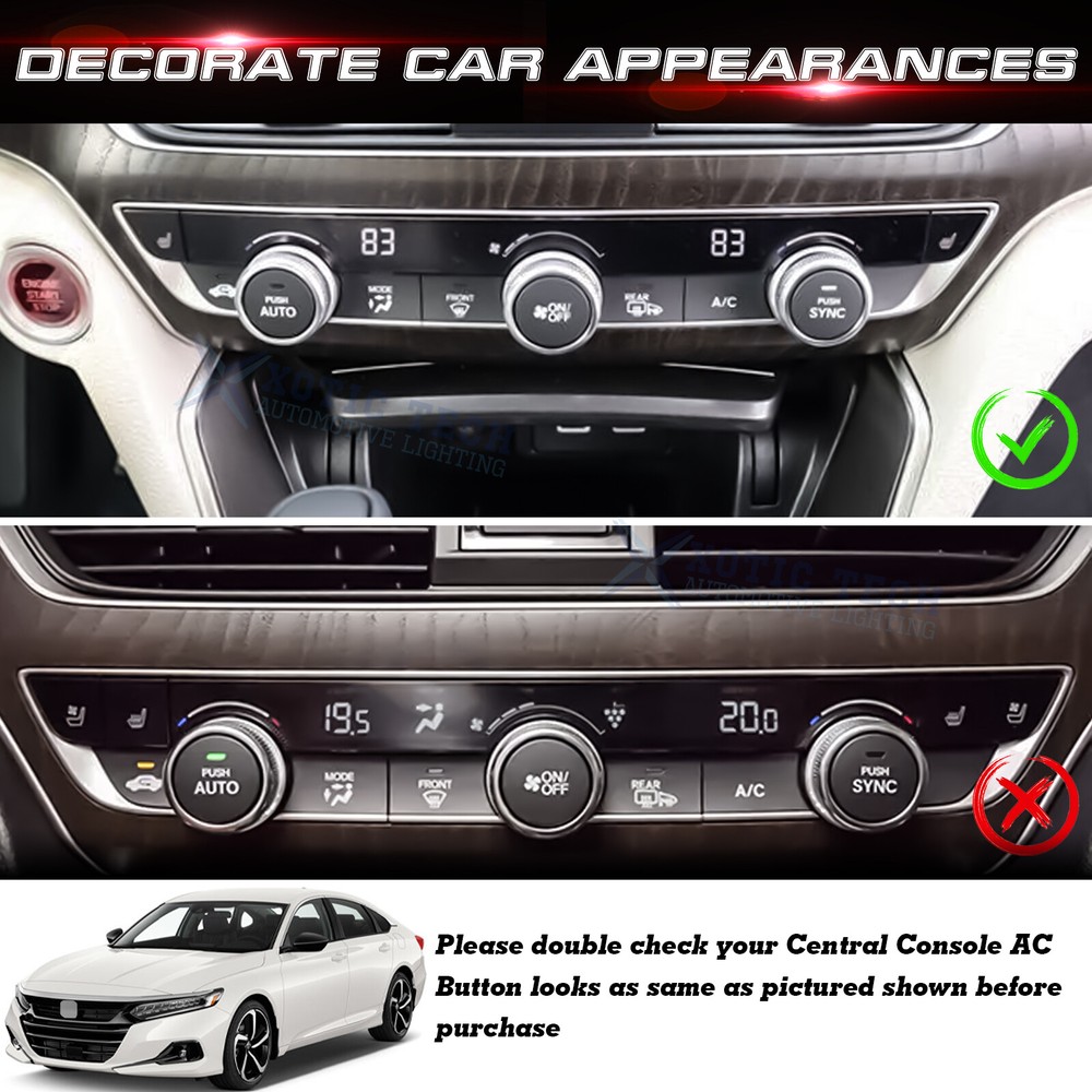 11x Red Aluminum Center Dashboard Button Switch Panel For Honda Accord 2018-2022