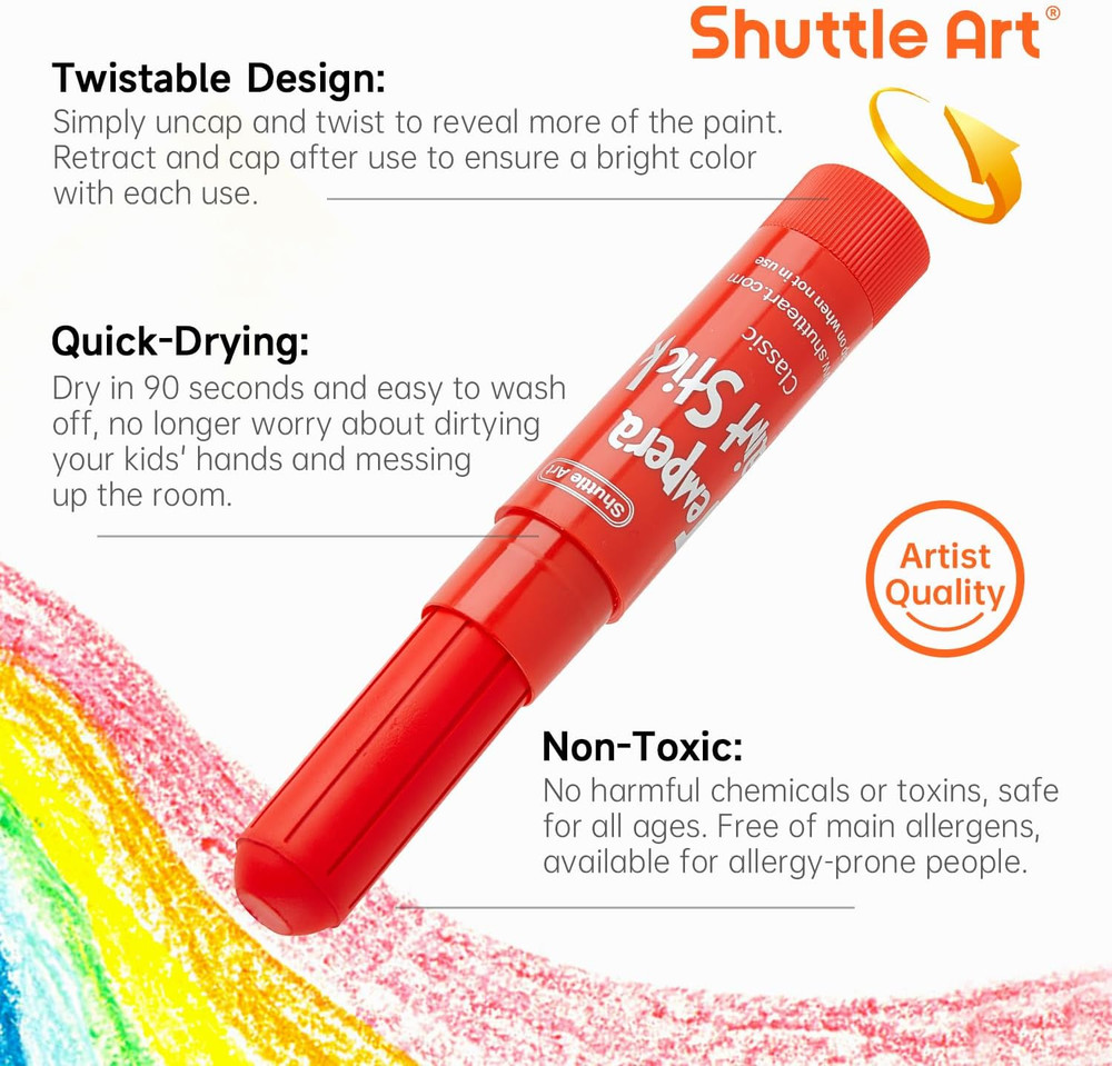 Tempera Paint Sticks, 32 Colors Solid Tempera Paint for Kids, Super Quick Drying