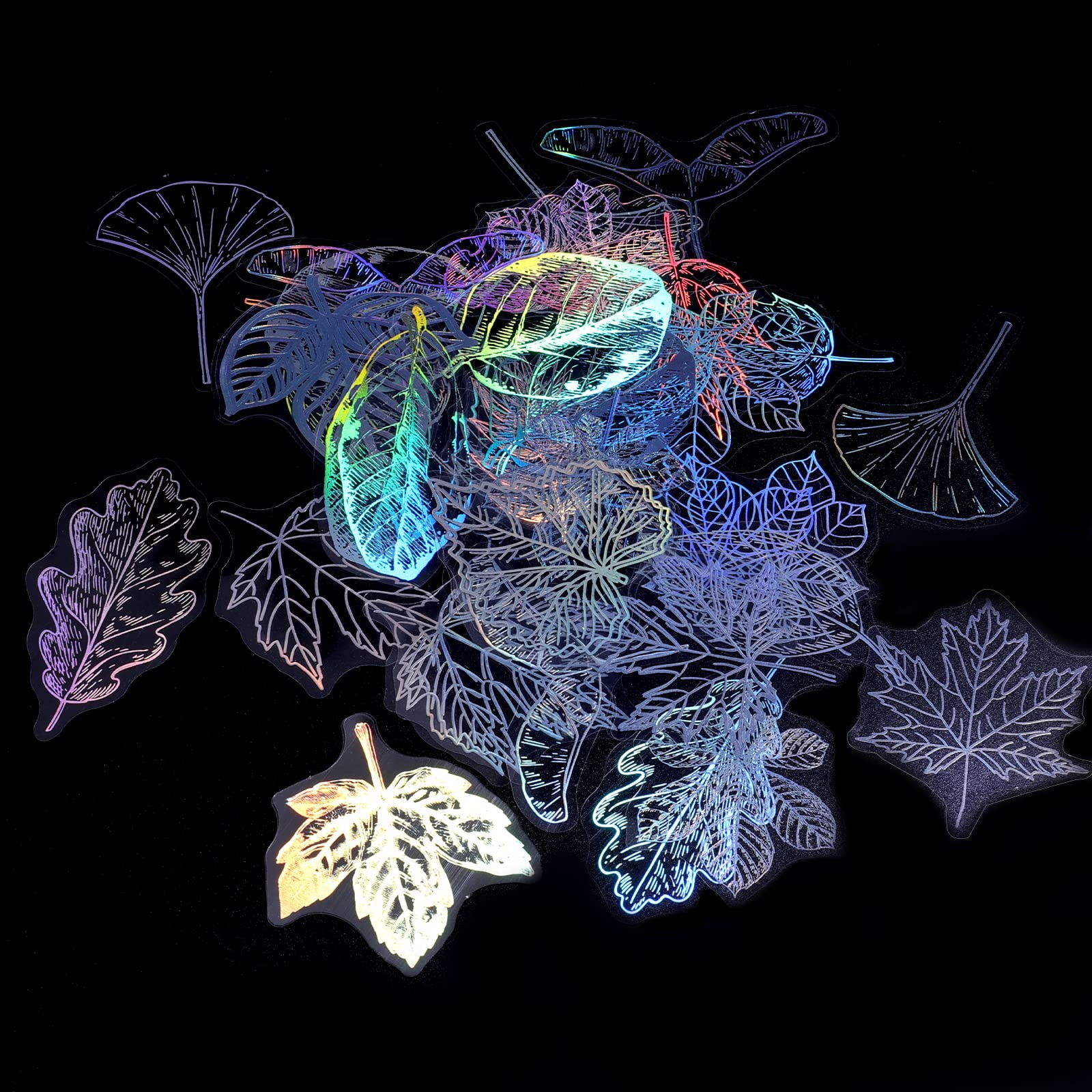 KINBOM Holographic Stickers - 45pcs PET Waterproof Glitter Resin Clear