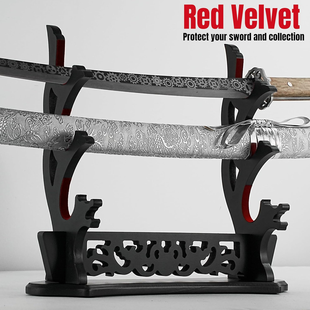 Sword Stand Hollow Pattern Sword Rack, Katana Stand Wands Display Stand, Samurai