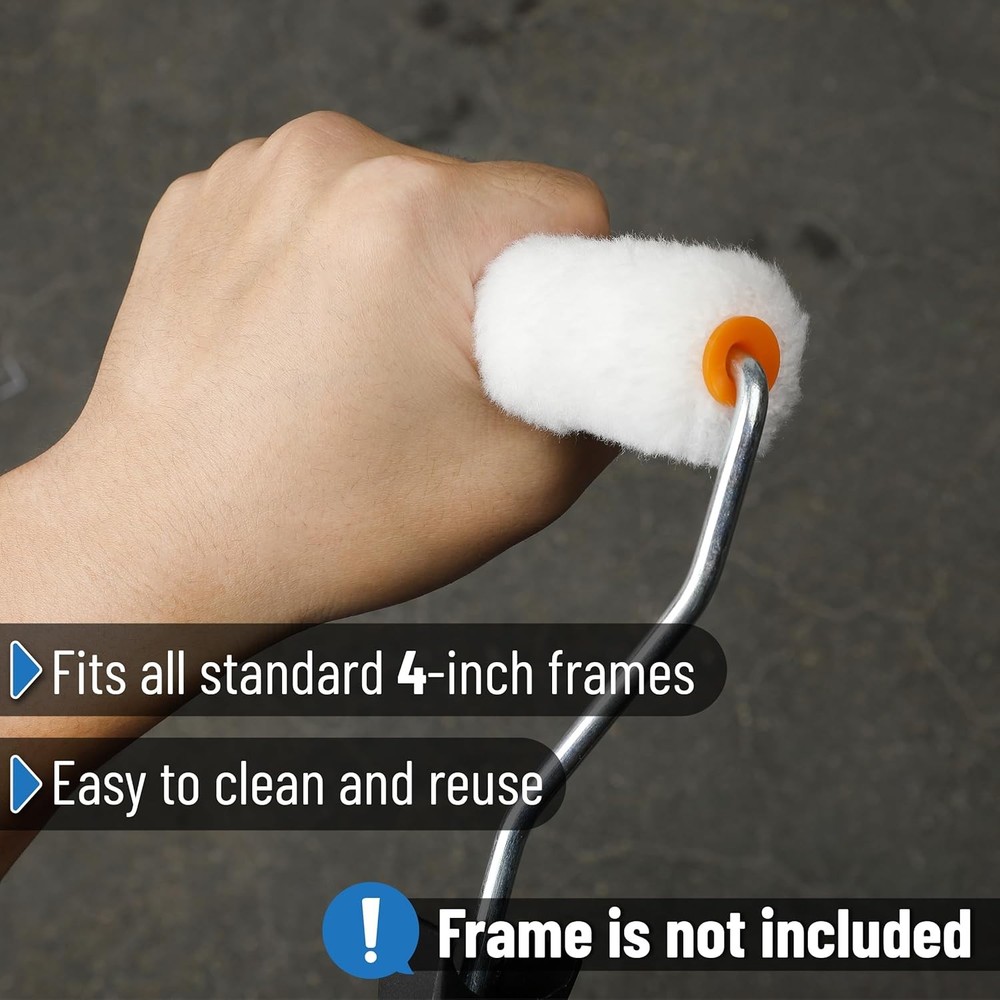 4 Inch Mini Paint Roller Refills 10PCS Wool Covers