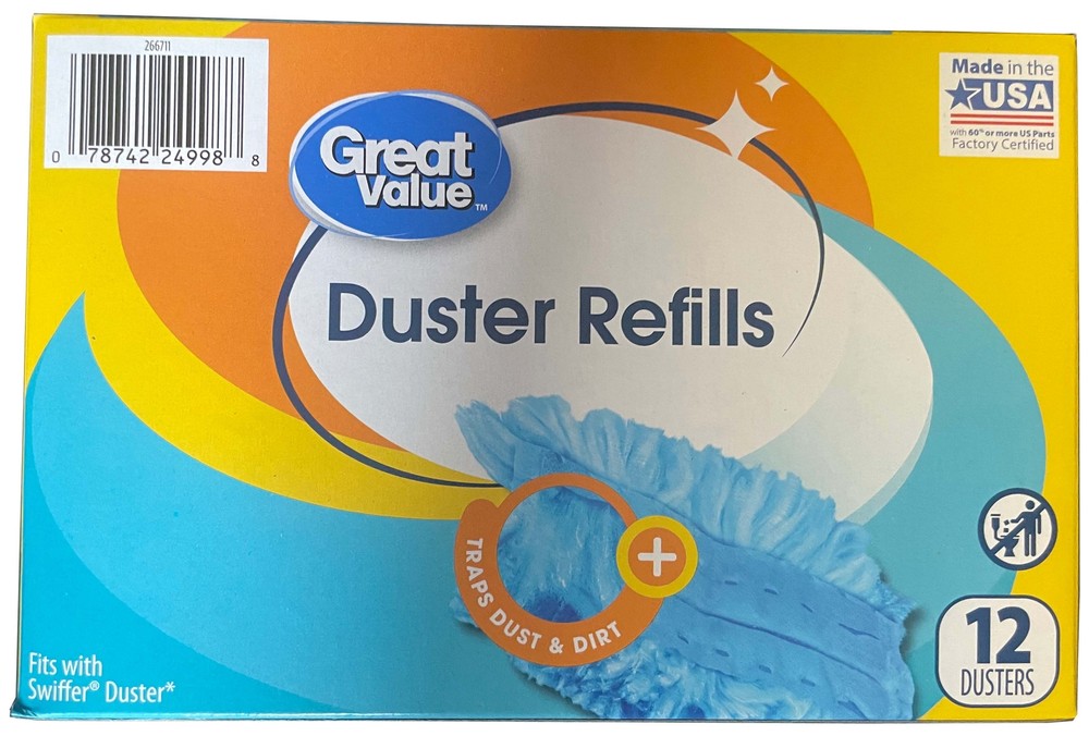 Great Value Duster Refills, 12 Ct 2 Pack- Compatible with Swiffer Dusters