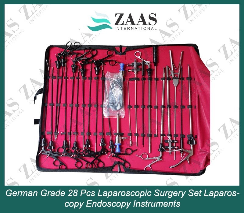 German Grade 28 Pcs Laparoscopic Surgery Set Laparoscopy Endoscopy Instruments