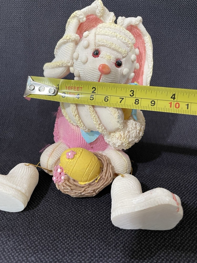 Yard works Posing Ceramic Bunny, Holding Lil Bluebird Easter