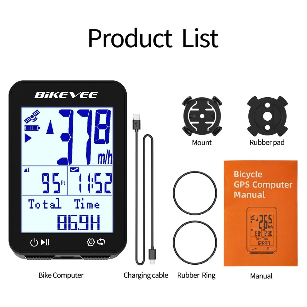 GPS Speedometer & Odometer - Wireless Bike Computer, Auto Start/Stop, Black