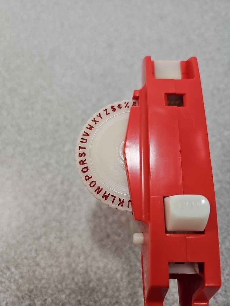 Vintage DYMO Red Handheld Label Maker Embosser | Rotary Wheel | Untested