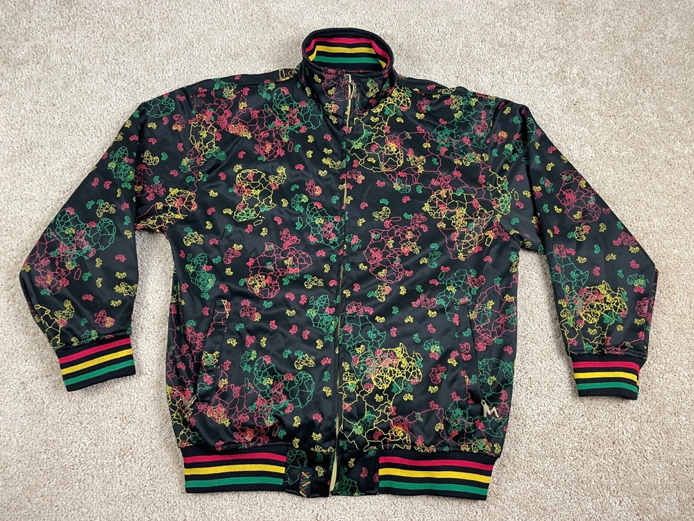 Mukawear Track Jacket Mens Large Full Zip Ribbed Cuff Lined Pockets Multicolor