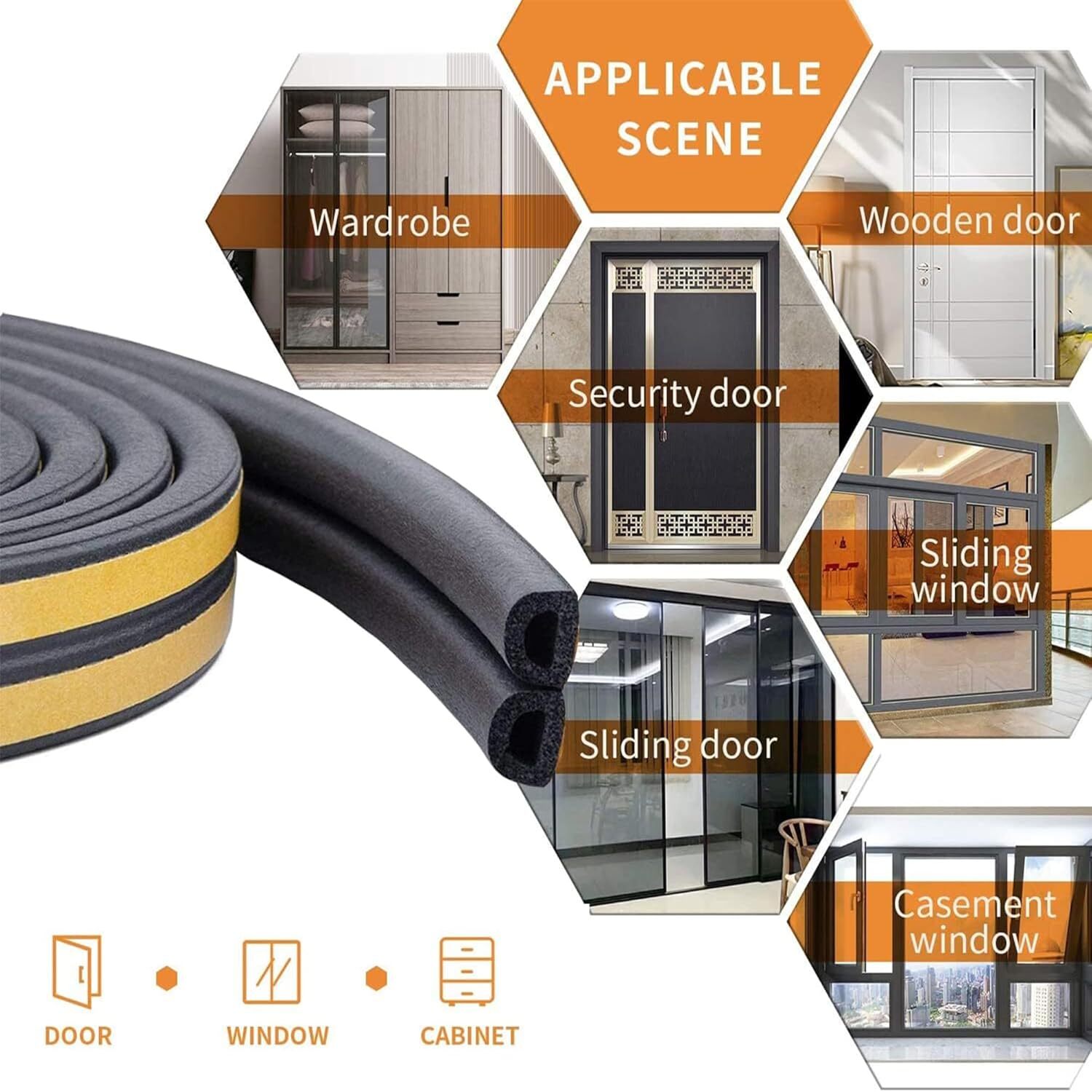 32.8 Feet Self Adhesive Door Seal Strip Window Stripping Weather Strips-House Ro