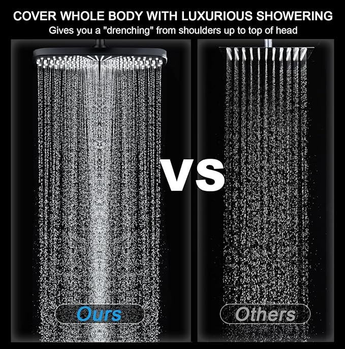 Handheld Rain Shower Combo 10 Sprays High Pressure Magnetic Docking Head