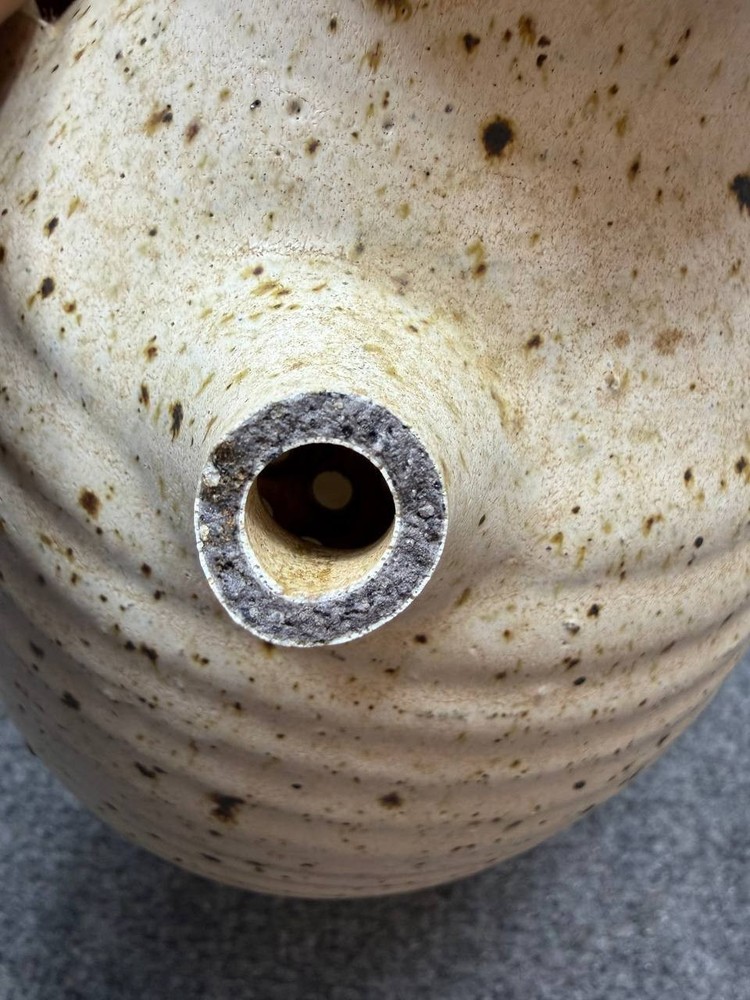 Handmade Studio Pottery Jug Bamboo Handle Ceramic Broken Spout