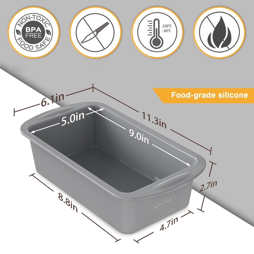 2 Pack 9x5 Silicone Bread Loaf Pans Nonstick